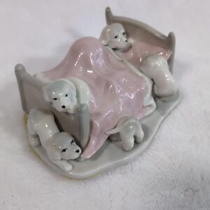 Westland Puppy Dogs on Bed Porcelain Figurine Vintage Puppies Cottage Simpson ?